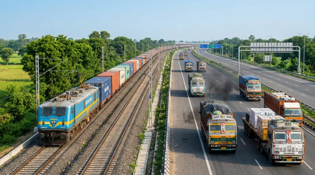 గూడ్స్ రైలు మరియు సరుకు లారీల రవాణా